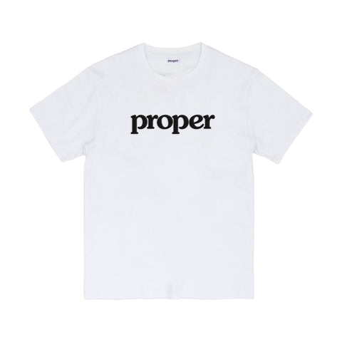 Proper Flock Logo T-shirt - White/Black