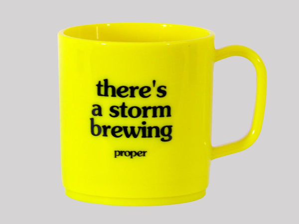 Proper Theres A Storm Brewing Mug Neon Yellow