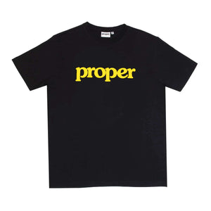 Proper 'Flock Logo' T-shirt - Black/Yellow