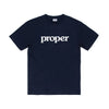 Proper Flock Logo T-shirt - Dark Navy/White