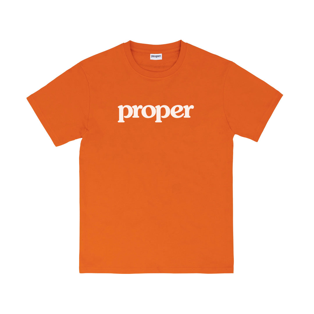 Proper Flock Logo T-shirt - Orange/White
