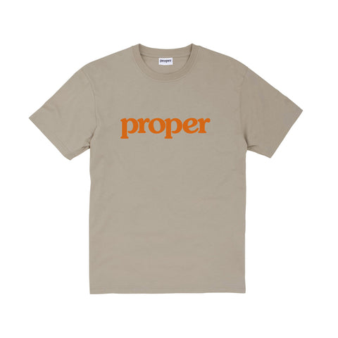 Proper Flock Logo T-shirt - Sand/Orange